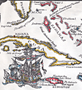 Decorative mid 20th-century map of the West Indies
