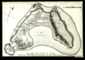 Antique map and plan of the island of Aix, France from 1757