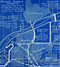 Rare blueprint plat map of a development near Muscle Shoals, Alabama.