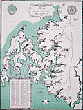 Pictorial map with estates or homes in Talbot County, Maryland.