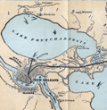 Fine birds eye view of the Gulf Coast to New Orleans in 1886.