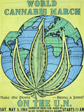 World Cannabis March on the U.N. poster from May, 1984 by Franzen.