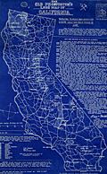 Old Prospector's gold mining map of California by Jack Douglas 1948.