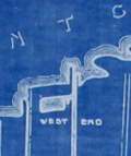 Blueprint map of the railroad network in New Orleans, LA in 1938.