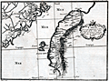 Early map of the island of Taiwan after Father de Mailla 1721.