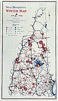 Ski map or poster of the State of New Hampshire from 1945.