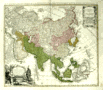 Decorative antique map of Asia, China dated to 1744