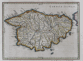 Antique nautical map of the island of Corsica in the Mediterranean