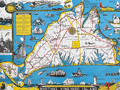 Lithographed mid-20th century map of Marthas Vineyard, MA.