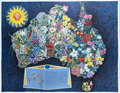 George Santos pictorial map of Australia with wildflowers. Shell Oil.