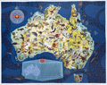 George Santos pictorial map of Australia with wildflowers. Shell Oil.
