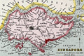 Small scarce map of British settlements in Asia with Singapore.