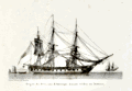Baugean antique nautical engraving of an American frigate