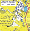 Humorous pictorial map of Jackson Hole, Wyoming by Jolly Lindgren.