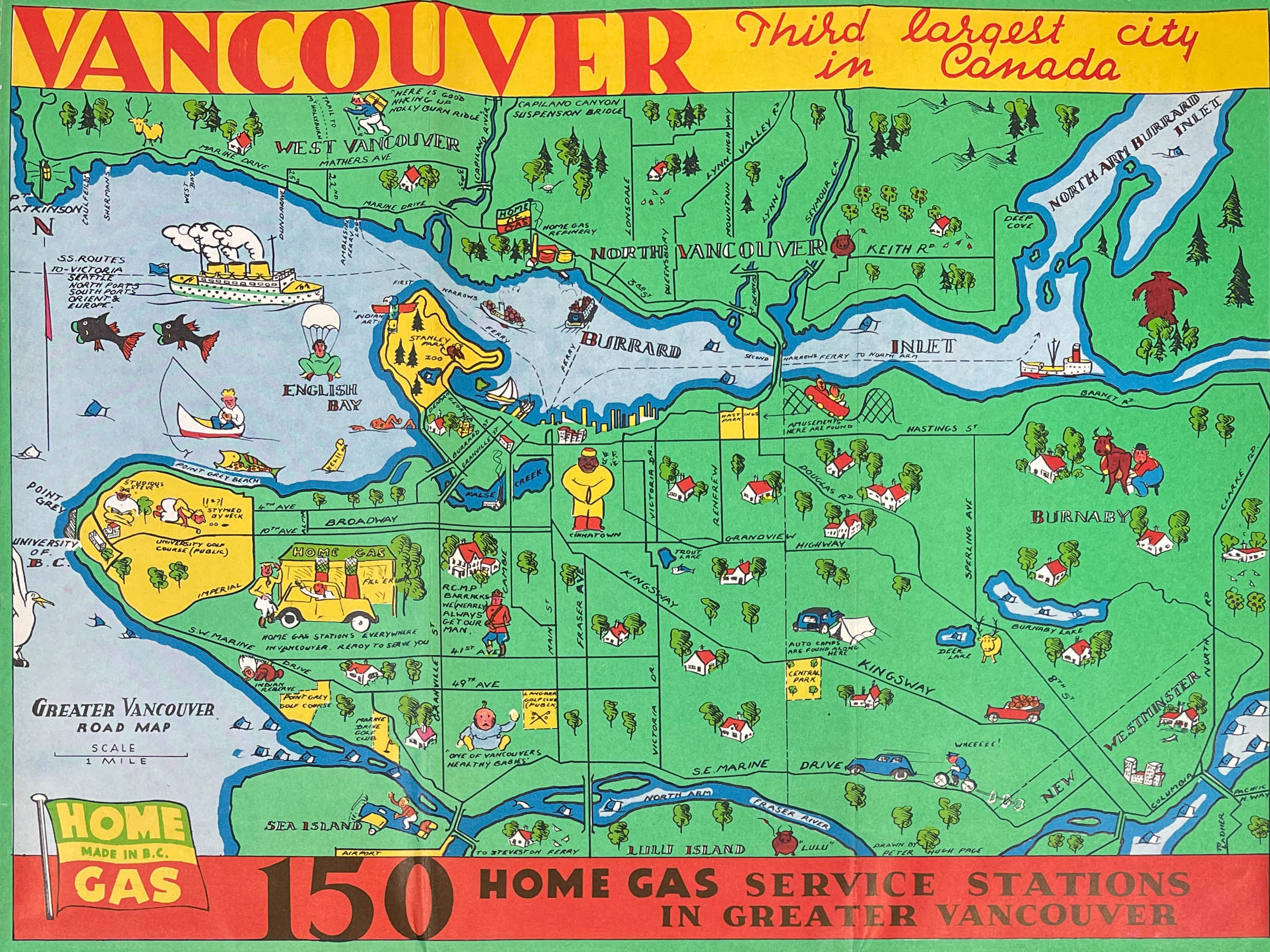 Hugh Page pictorial map of Vancouver from 1836.
