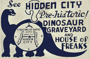 1940s sign for Hidden City Roadside Attraction