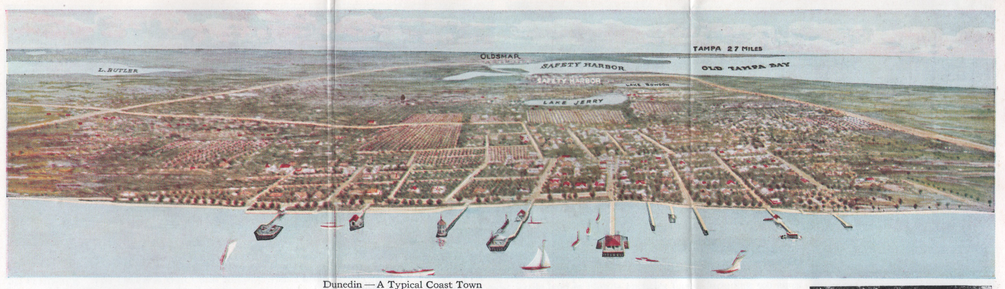 Dunedin, Florida 1919 Birds-eye View