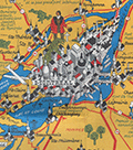 Pictorial map of Laurentides region of Canada with Montreal by Turner.