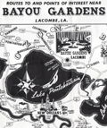 Pictorial map of the New Orleans area for Bayou Gardens.