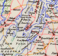 1890 manuscript isodistance map of the New York City area.