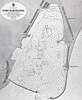 Harbor chart for the Port of Barcelona, Spain 1873.