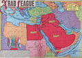 Middle East map highlighting the Arab League by Sundberg.