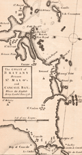 Small chart of Brittany near St. Malo France and Cancale, France.