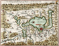 Hand-colored map of the Valley of Mexico by Gemelli, 1704.