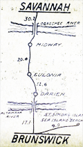 Rare roller strip map Maine to Miami Florida.