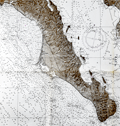 U.S. Navy oceanographic chart Cabo San Lucas and Baja.