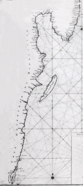 French nautical chart of east coast of the island of Madagascar, 1775.
