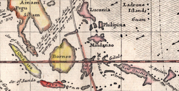Detail of the East Indies from Moll's Map of Monsoon and Trade Winds.