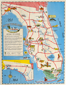 Very Rare Attractions Map of Florida from 1947.