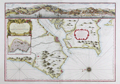 Antique plan and nautical chart of Lisbon, Portugal on Tagus River