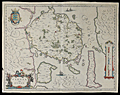 Antique map of Funen Island in the Baltic Sea in Denmark.