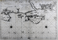 Antique coastal chart of Portsmouth and the Isle of Wight, England.