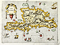 Decorative antique map of the Caribbean island of Hispaniola