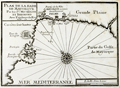 Antique port plan of Balearic island of  Palma, Mallorca in Spain