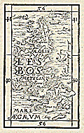 Rare map wood cut map of the island of Lesbos, Greece