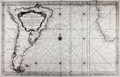 Chart of South America and Southwest Africa with Atlantic Ocean