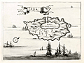 Antique copper-plate engraved map of Kea, Greece