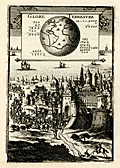 Antique print of the globe.