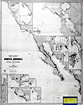 Antique blueback nautical chart from California's post gold-rush era.