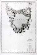 French antique hydrographic chart of Tasmania, Australia.