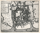 Small antique map of Ostend, Belgium