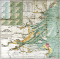 Antique map of the Thames River estuary in London, England